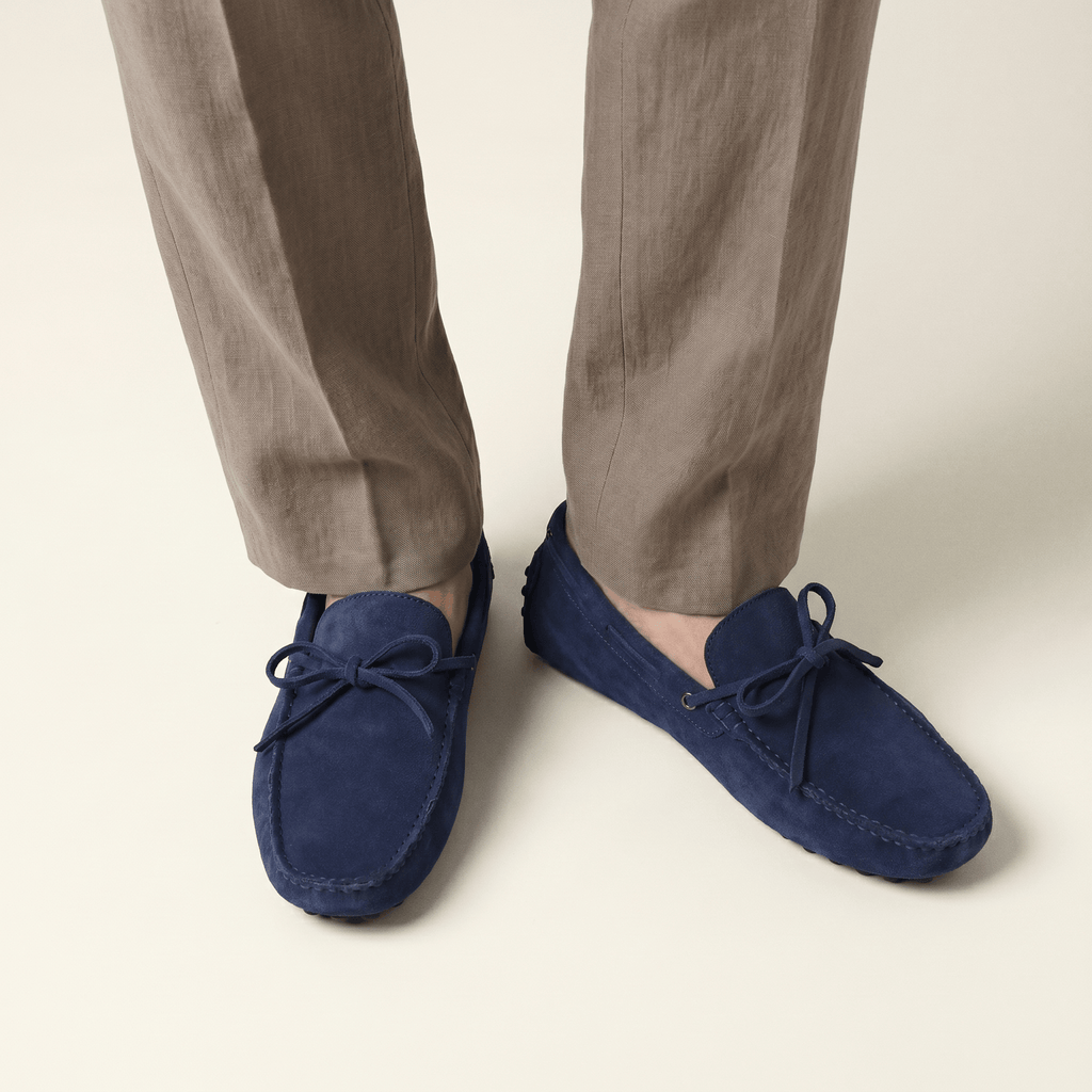 Contrast-Lace Suede Driving Loafer