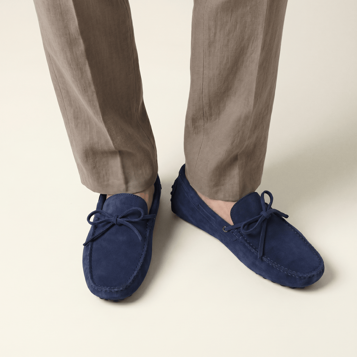 Contrast-Lace Suede Driving Loafer