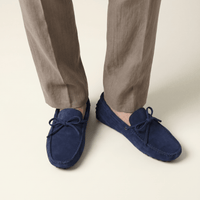 Contrast-Lace Suede Driving Loafer