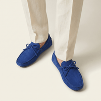 Contrast-Lace Suede Driving Loafer