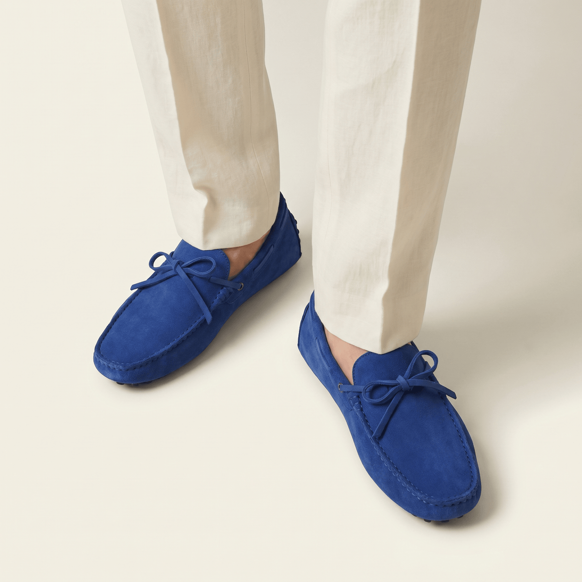 Contrast-Lace Suede Driving Loafer