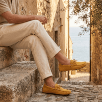 Contrast-Lace Suede Driving Loafer