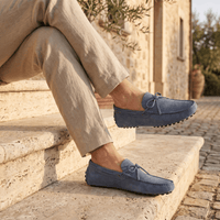 Contrast-Lace Suede Driving Loafer