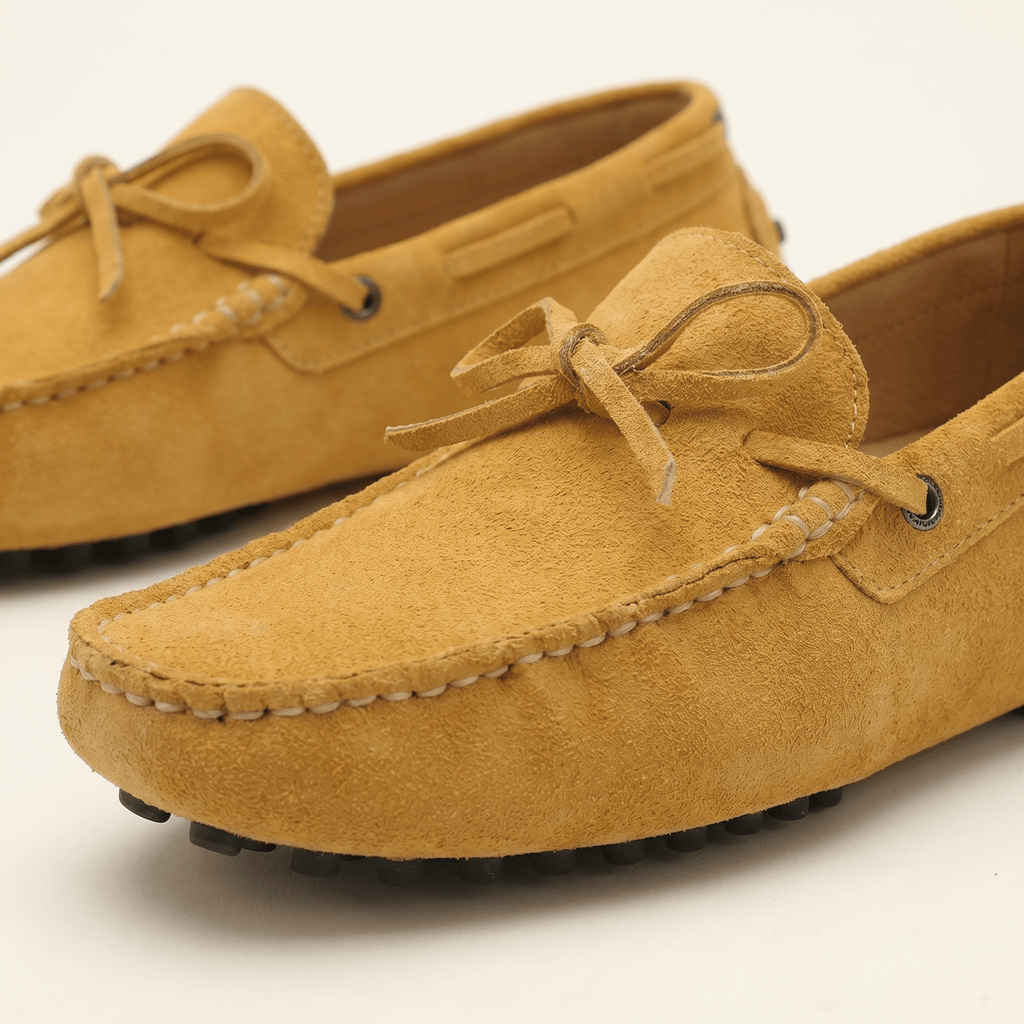 Contrast-Lace Suede Driving Loafer