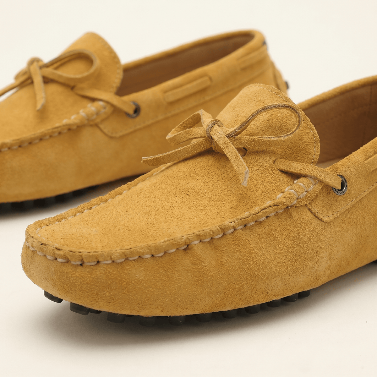 Contrast-Lace Suede Driving Loafer