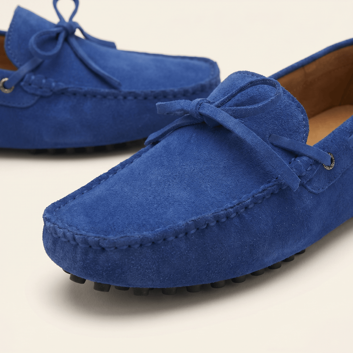 Contrast-Lace Suede Driving Loafer