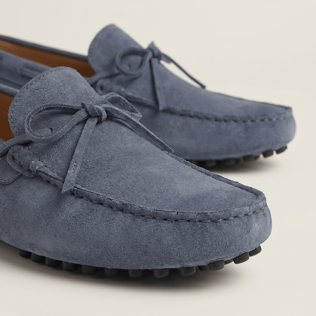 Contrast-Lace Suede Driving Loafer