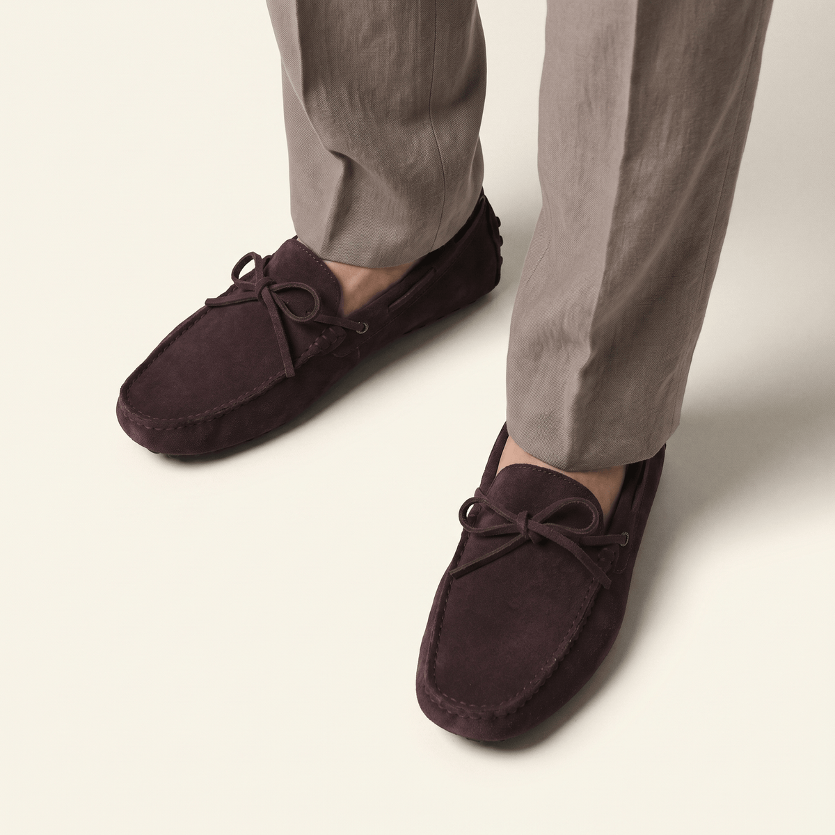 Contrast-Lace Suede Driving Loafer