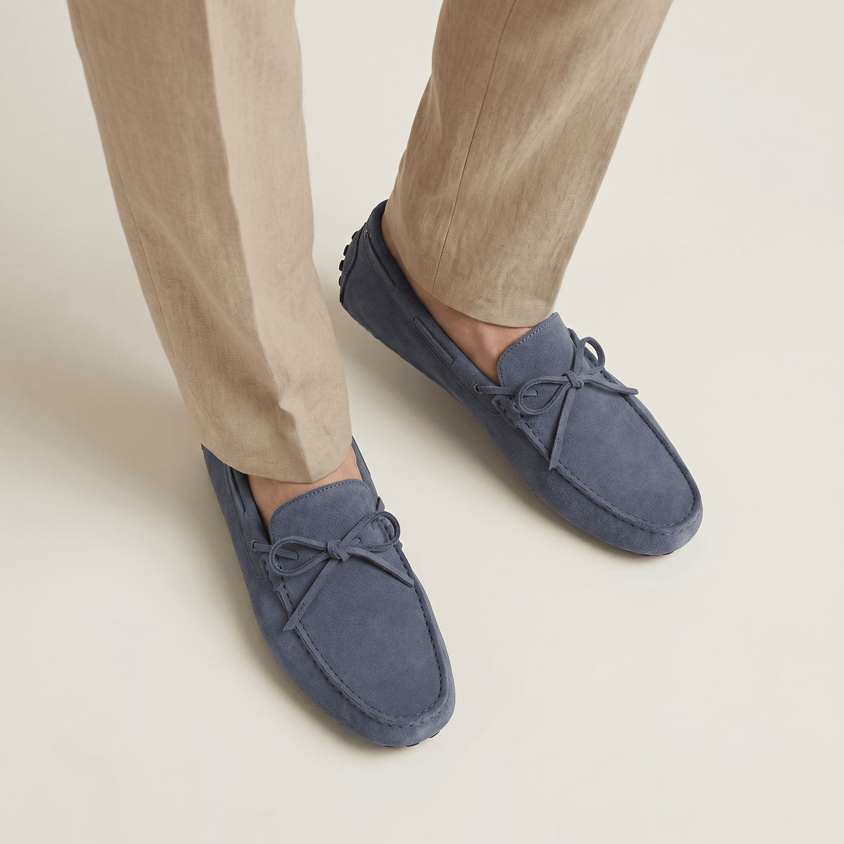 Contrast-Lace Suede Driving Loafer
