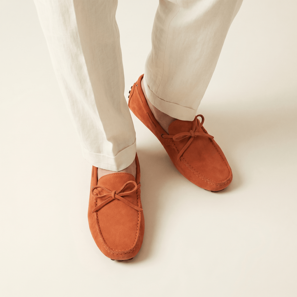 Contrast-Lace Suede Driving Loafer