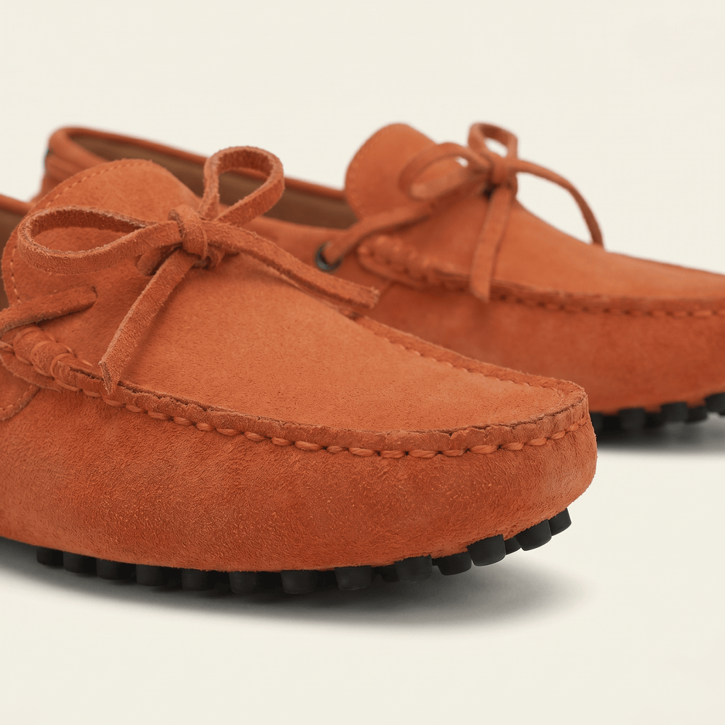 Contrast-Lace Suede Driving Loafer