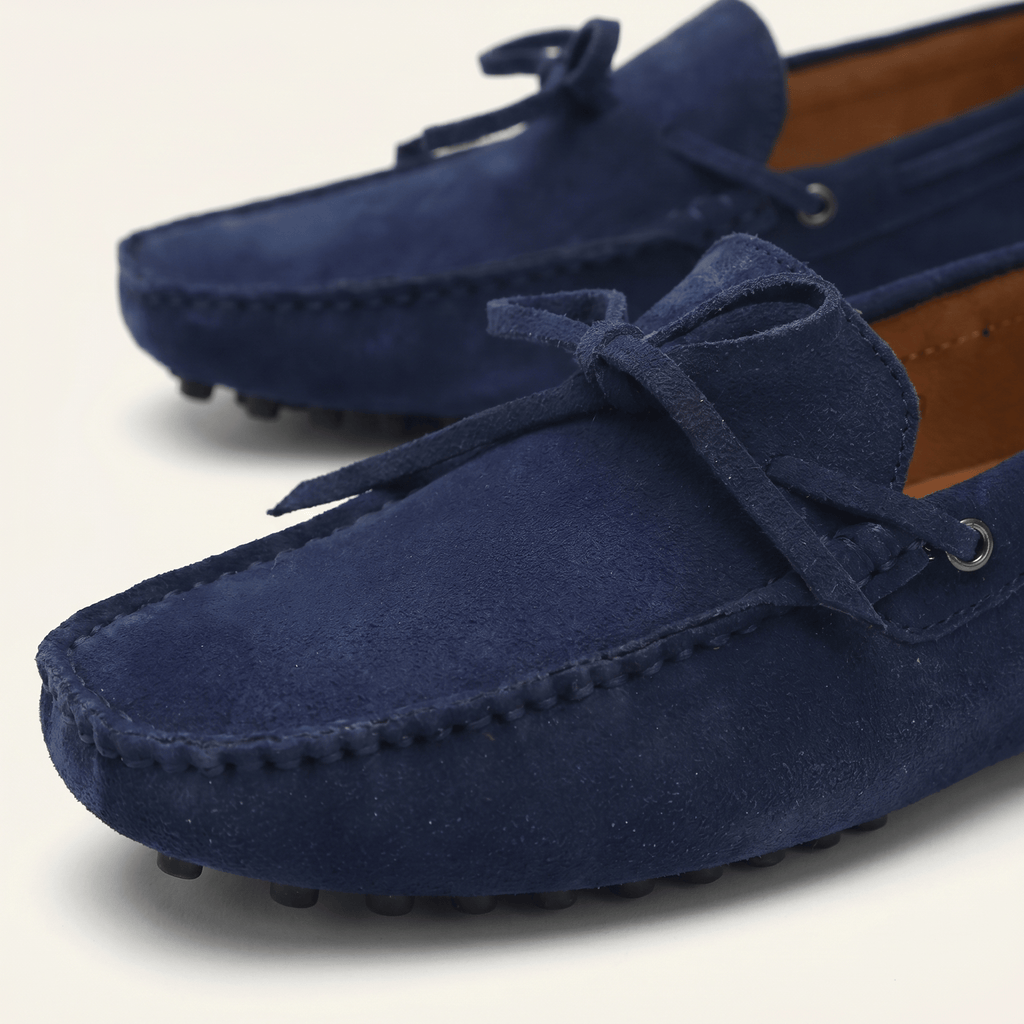 Contrast-Lace Suede Driving Loafer