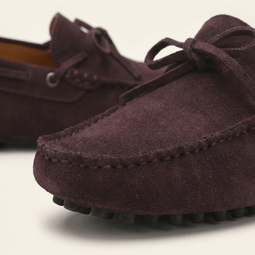 Contrast-Lace Suede Driving Loafer