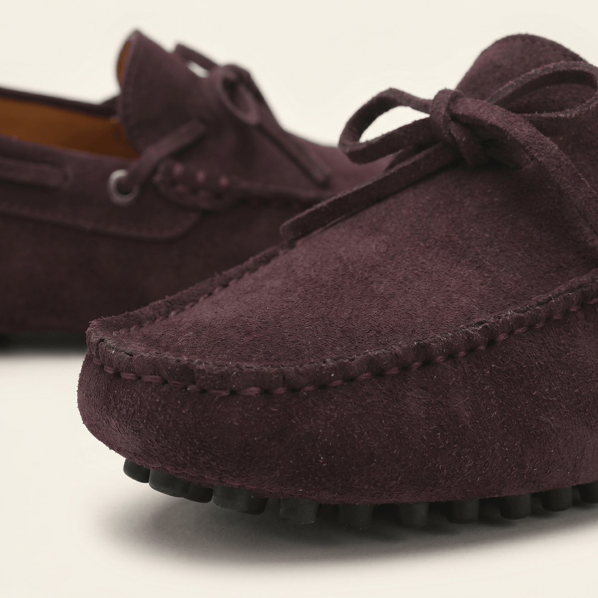 Contrast-Lace Suede Driving Loafer