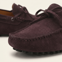 Contrast-Lace Suede Driving Loafer