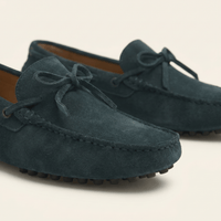 Contrast-Lace Suede Driving Loafer