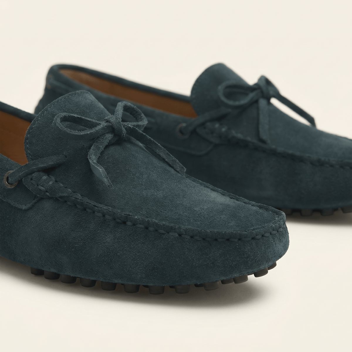 Contrast-Lace Suede Driving Loafer