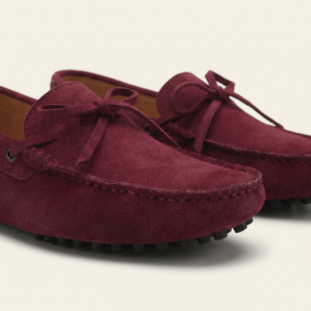 Contrast-Lace Suede Driving Loafer