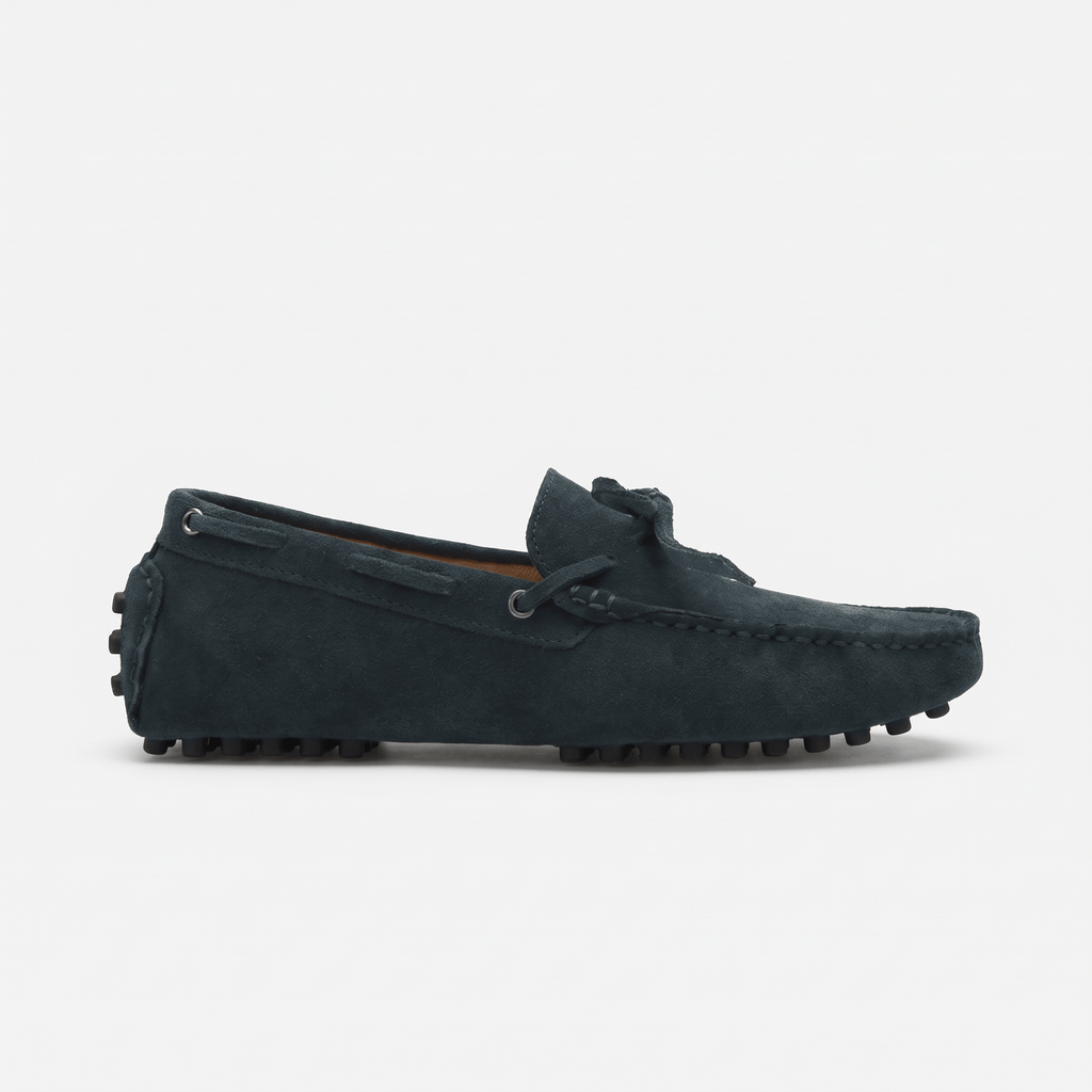 Contrast-Lace Suede Driving Loafer