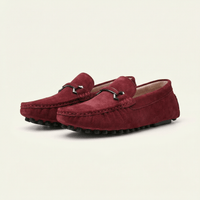 Metal-Buckle Suede Driving Loafer