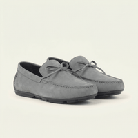 Grey Decorative-Lace Leather Loafer