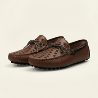 Laced Woven Leather Driving Loafer