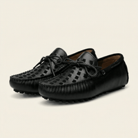 Laced Woven Leather Driving Loafer