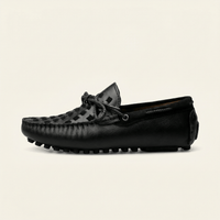 Laced Woven Leather Driving Loafer