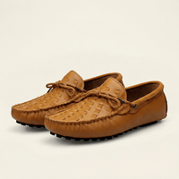 Laced Woven Leather Driving Loafer