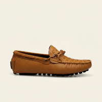 Laced Woven Leather Driving Loafer