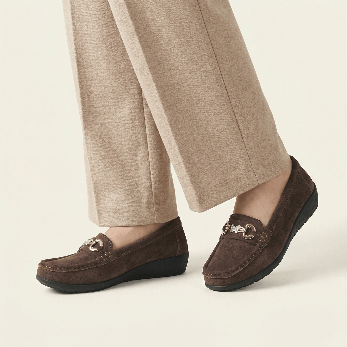 Women's Suede Comfort Loafer with Jewel Detail