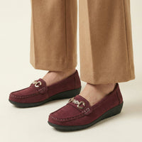 Women's Suede Comfort Loafer with Jewel Detail