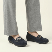 Women's Suede Comfort Loafer with Jewel Detail