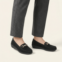 Women's Suede Comfort Loafer with Jewel Detail