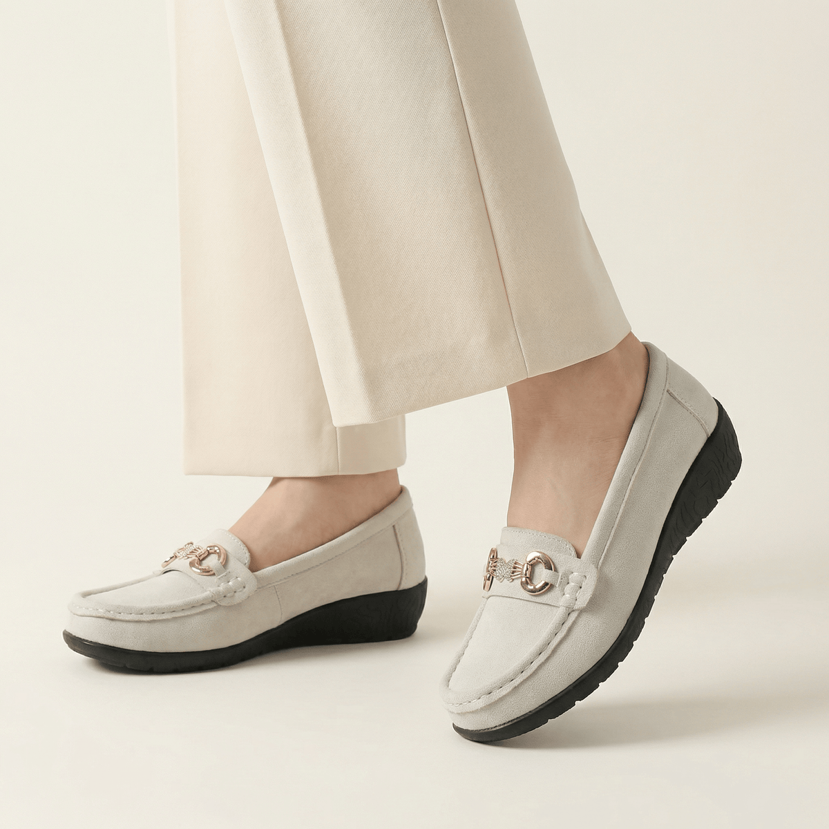 Women's Suede Comfort Loafer with Jewel Detail
