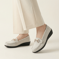 Women's Suede Comfort Loafer with Jewel Detail