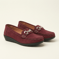 Women's Suede Comfort Loafer with Jewel Detail