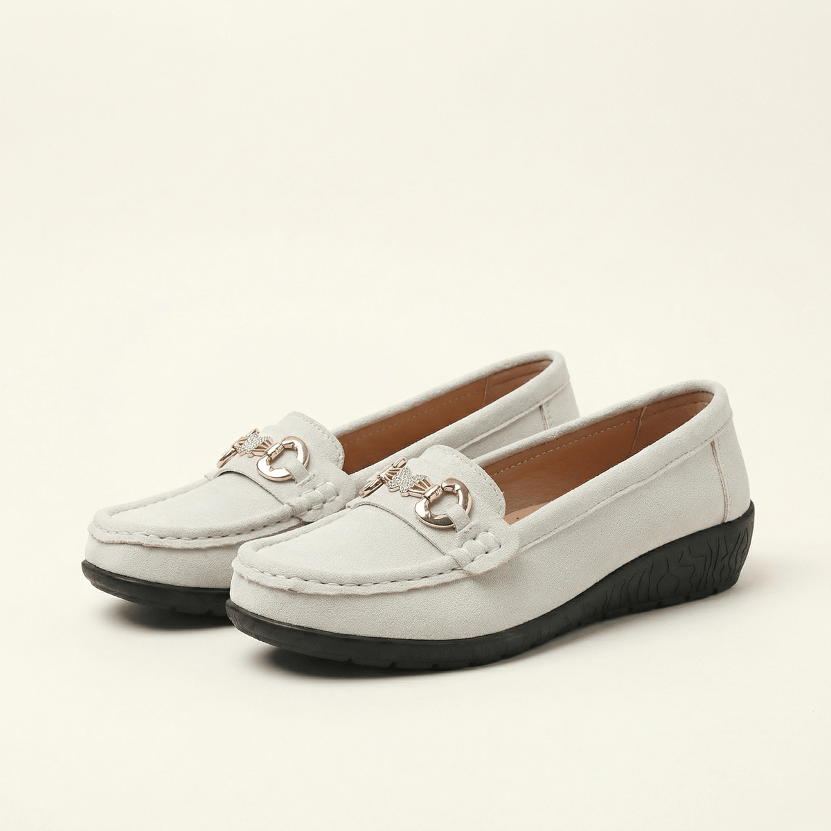 Women's Suede Comfort Loafer with Jewel Detail