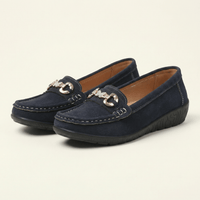 Women's Suede Comfort Loafer with Jewel Detail