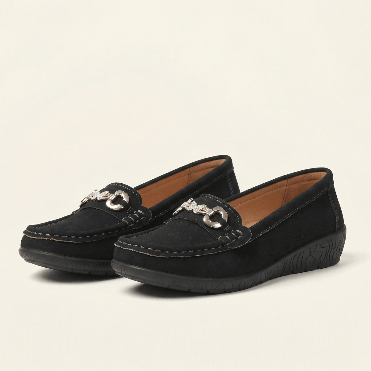 Women's Suede Comfort Loafer with Jewel Detail