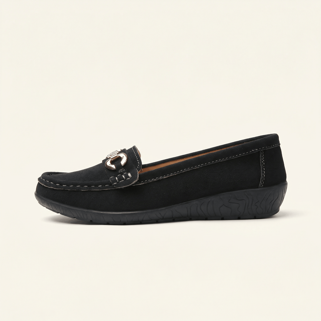 Women's Suede Comfort Loafer with Jewel Detail