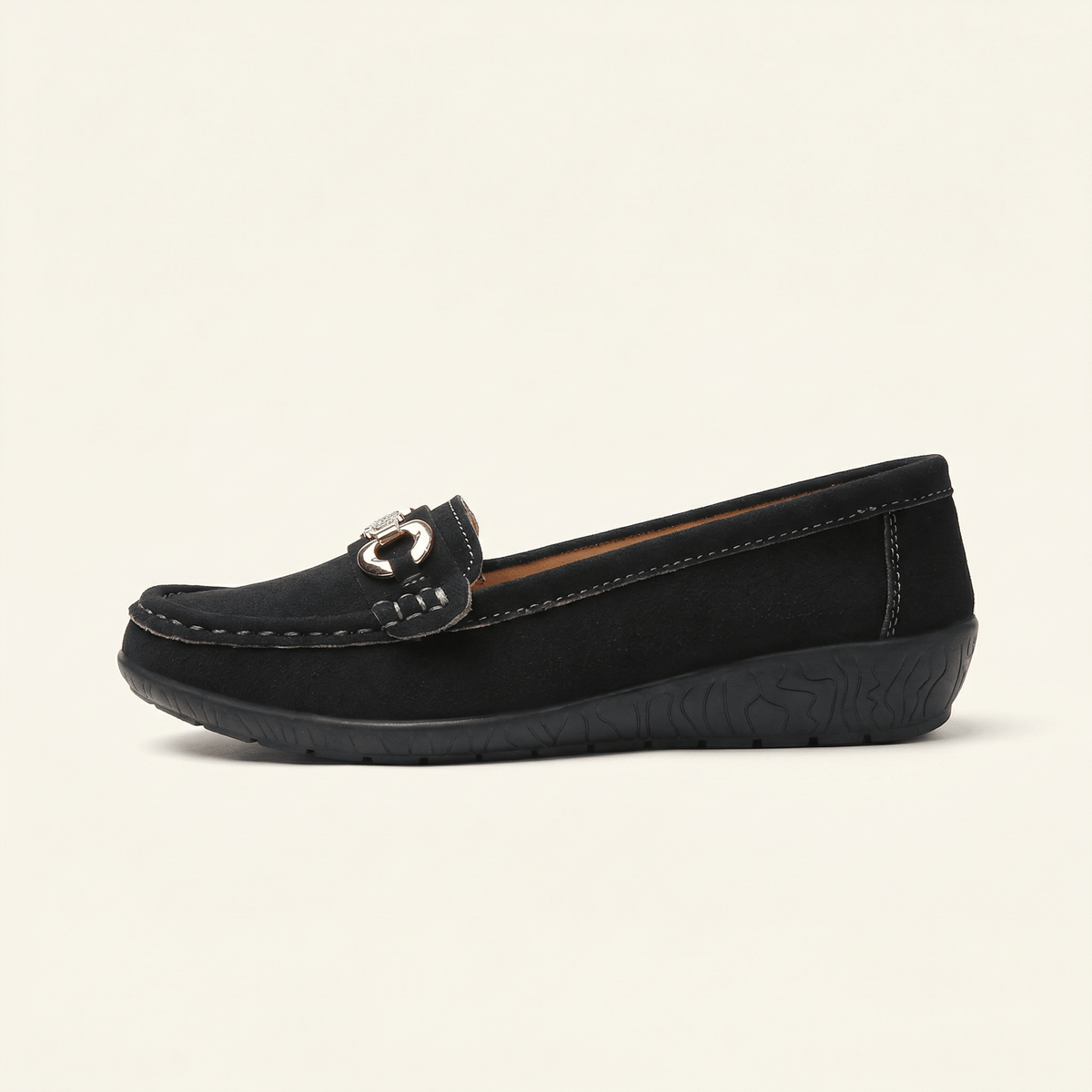 Women's Suede Comfort Loafer with Jewel Detail