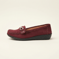 Women's Suede Comfort Loafer with Jewel Detail