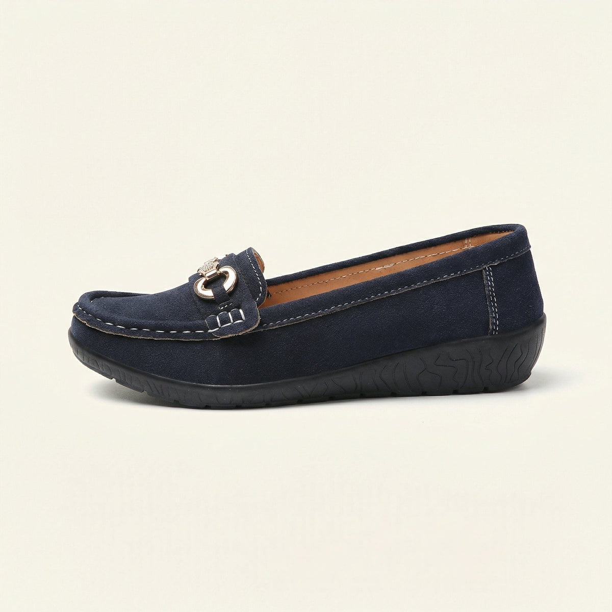 Women's Suede Comfort Loafer with Jewel Detail