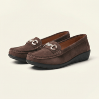 Women's Suede Comfort Loafer with Jewel Detail