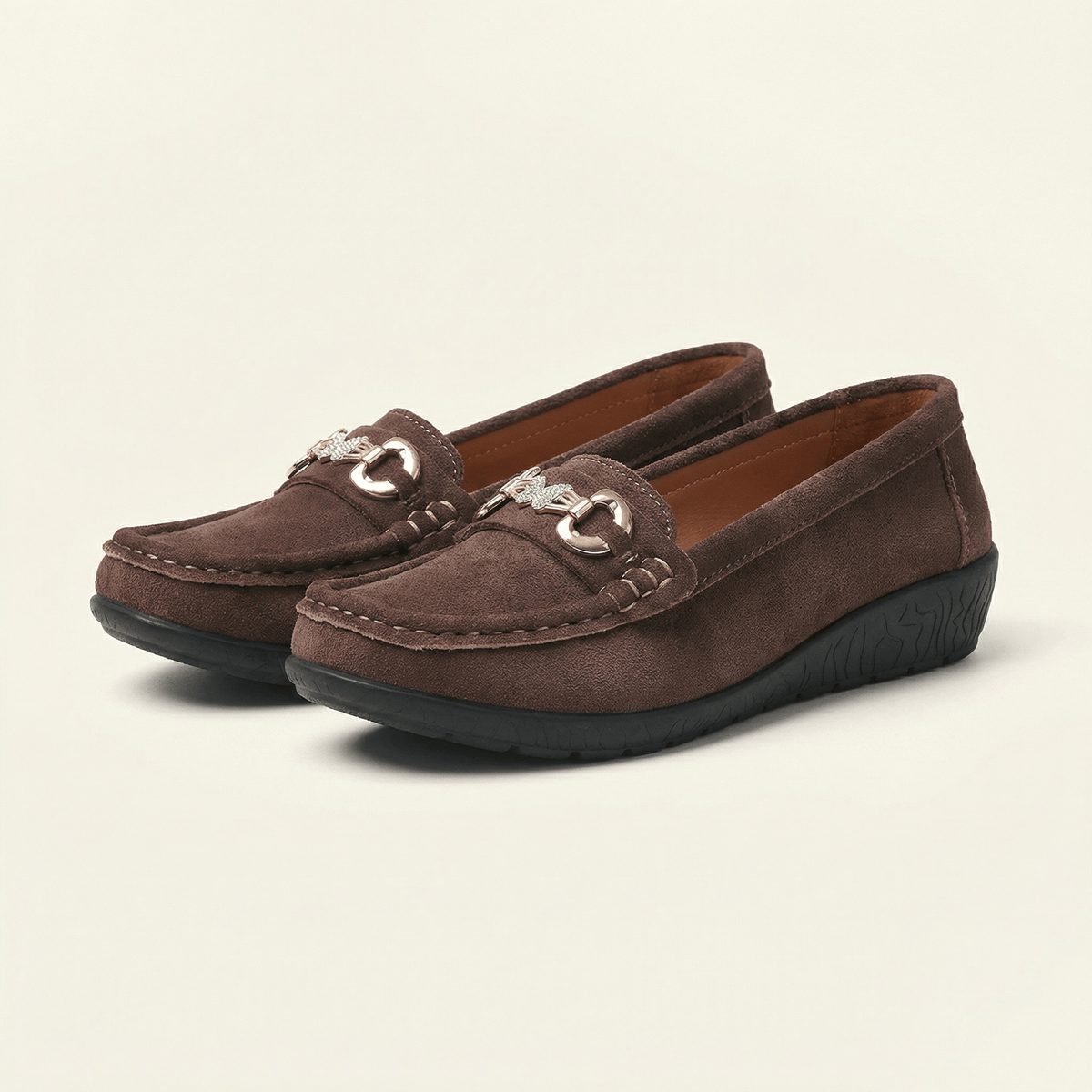 Women's Suede Comfort Loafer with Jewel Detail