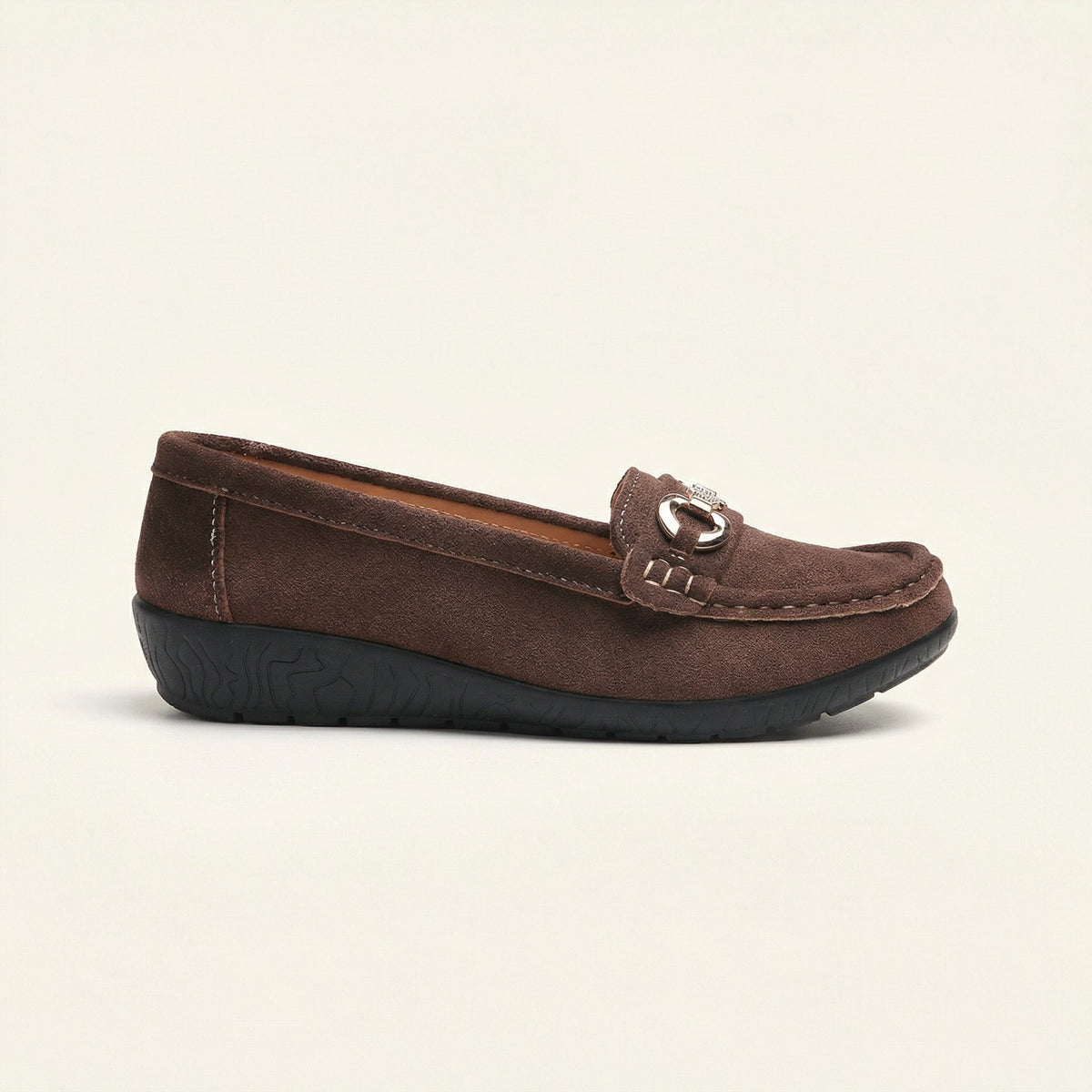 Women's Suede Comfort Loafer with Jewel Detail