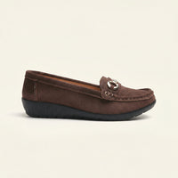Women's Suede Comfort Loafer with Jewel Detail