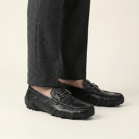 Embossed Leather Bit Driving Loafer