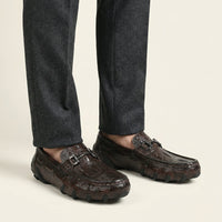 Embossed Leather Bit Driving Loafer